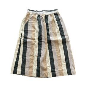 1980s VTG Union Made Neutral Vertical Striped High Waist Canvas Skirt Size 12